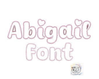 Abigail Font, Double Bean Applique Stitch Embroidery Design, BX included