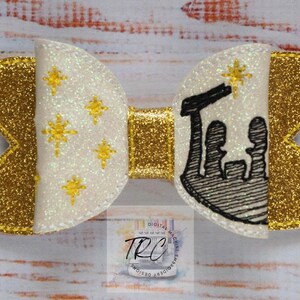 Nativity Scene Bow ITH Embroidery Design