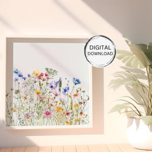 Wildflower Meadow Art Print, Nature-inspired Decor, Flower Lover, Multiple Sizes - PDF & JPEG, Digital Download 245-B