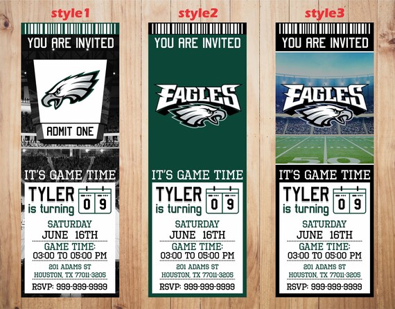 philadelphia eagles invitation eagles birthday invitations etsy