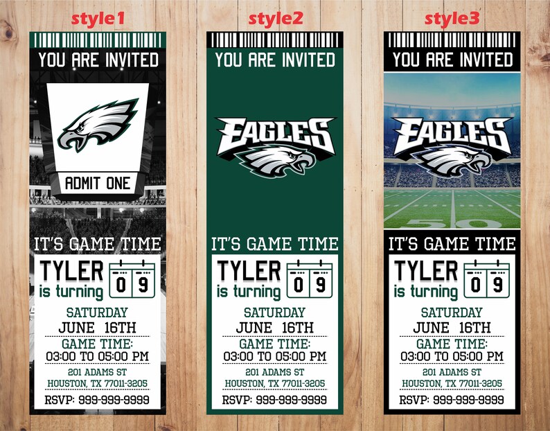 Philadelphia Eagles Invitation Eagles Birthday Invitations | Etsy