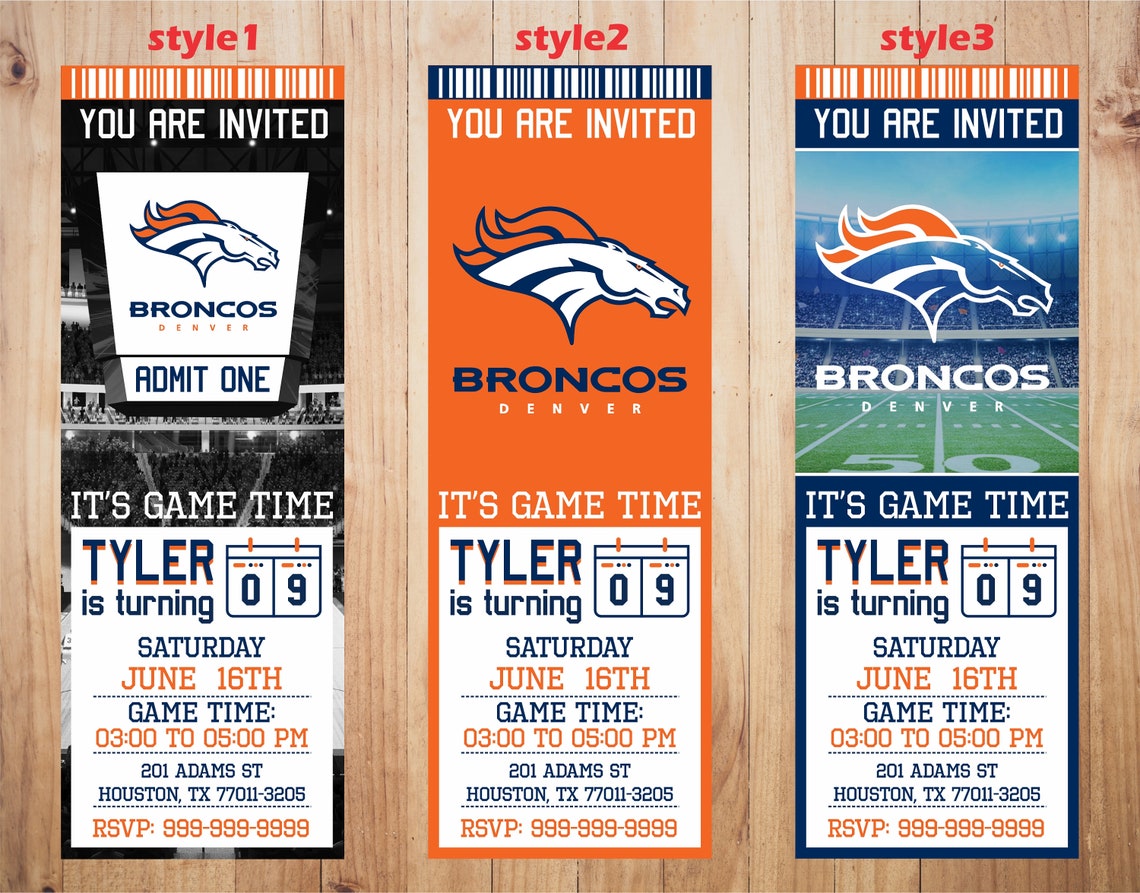 Denver Broncos Invitation Broncos Birthday Invitations Etsy