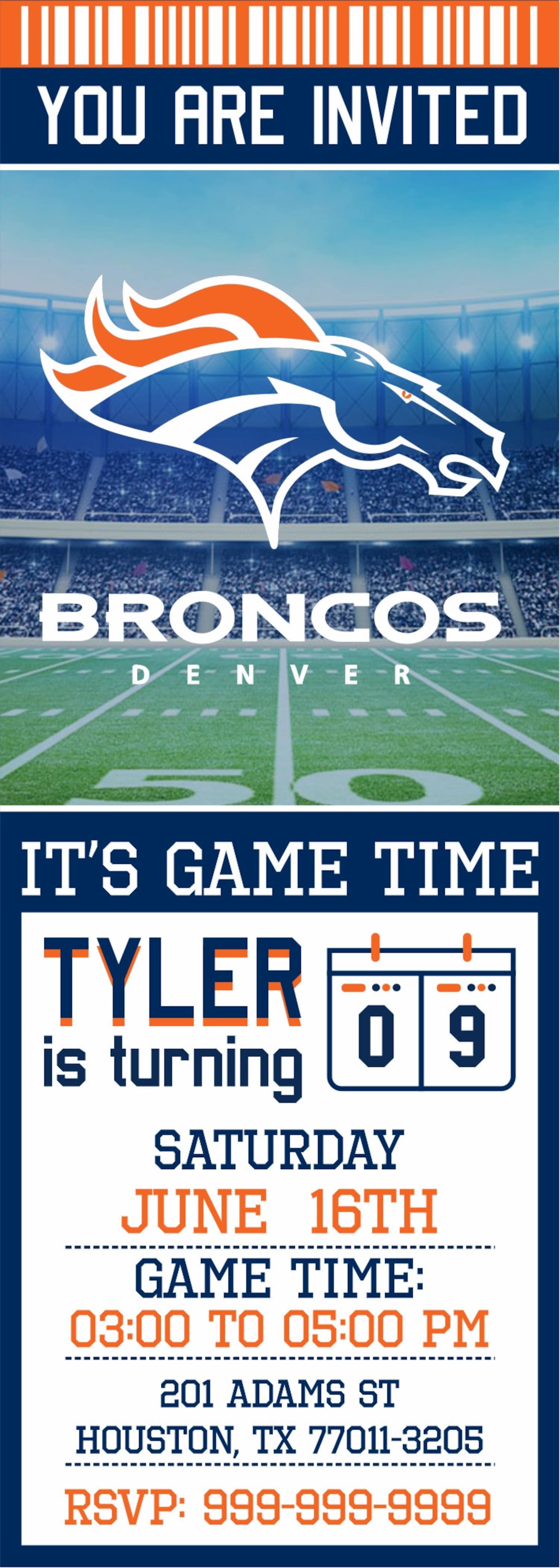 Denver Broncos Invitation Broncos Birthday Invitations | Etsy