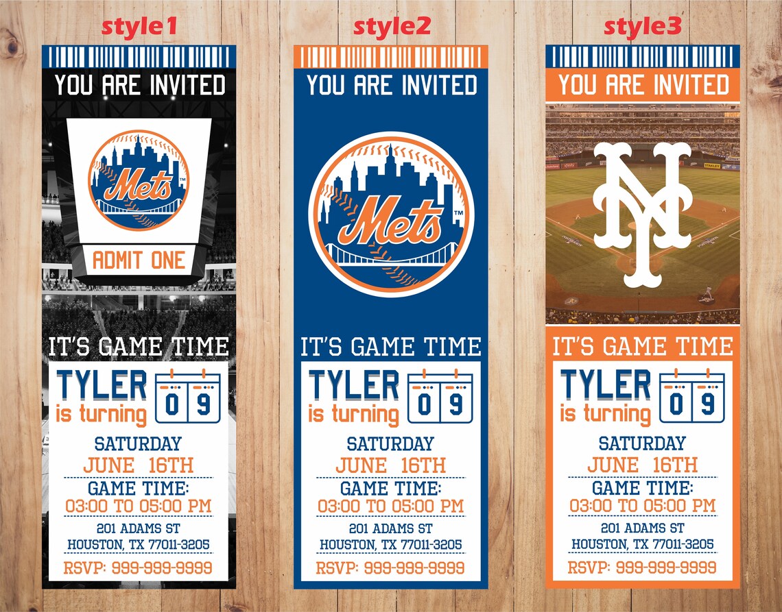 New York Mets Invitation NY Mets Birthday Invitations | Etsy