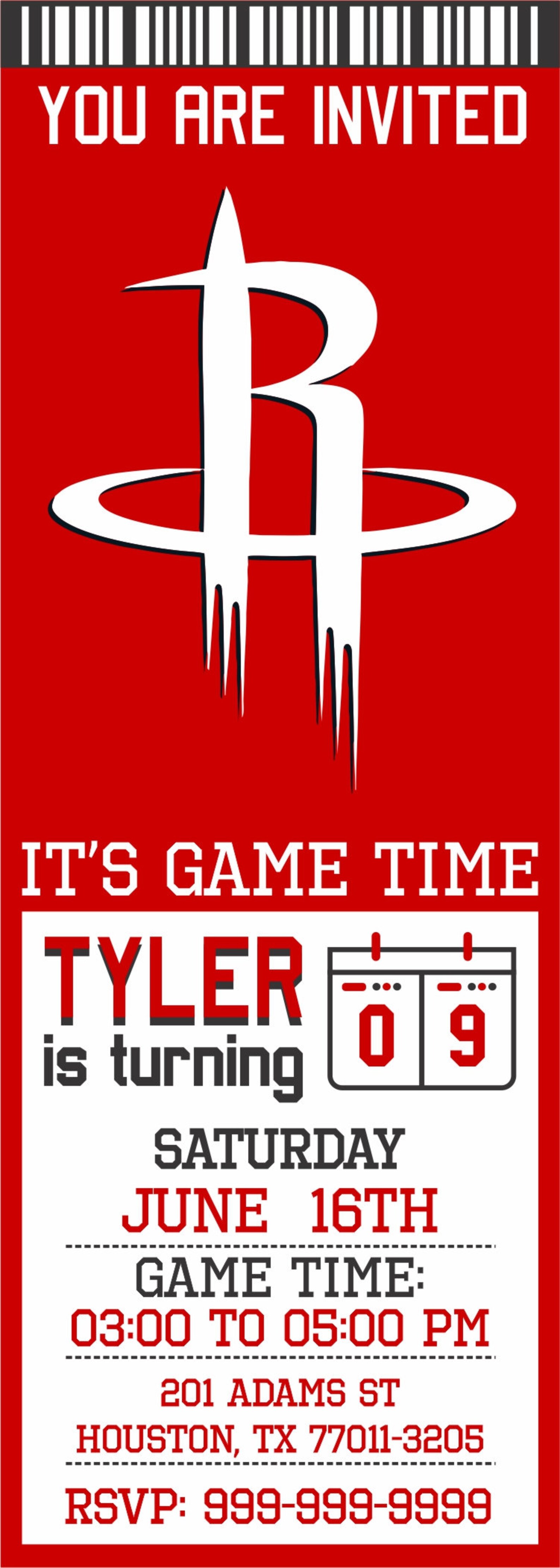 Houston Rockets Invitation Rockets Birthday Invitations Etsy