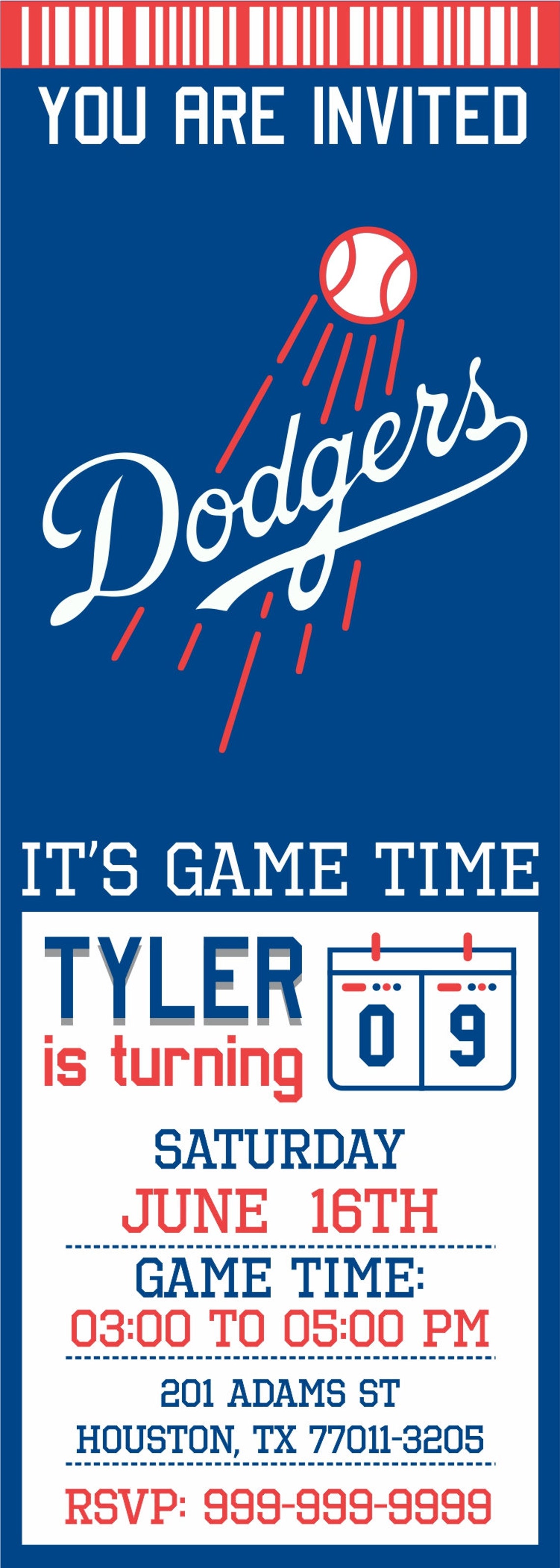 Los Angeles Dodgers Invitation LA Dodgers Birthday Etsy Los Angeles Dodgers Invitation LA Dodgers Birthday Etsy