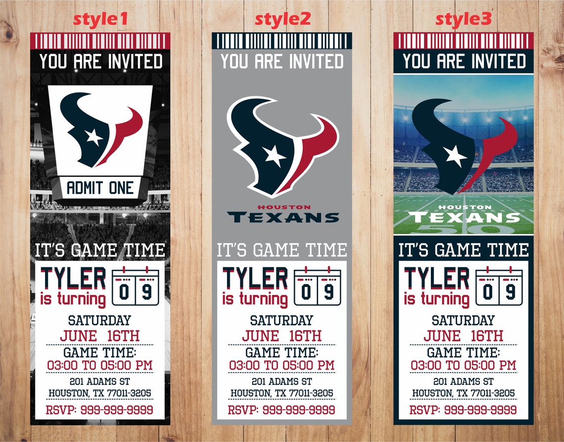 Houston Texans Invitation Texans Birthday Invitations Etsy