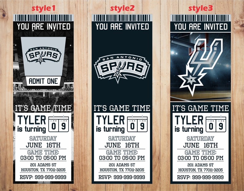 San Antonio Spurs Invitation Spurs Birthday Invitations Etsy