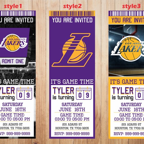 los angeles lakers invitation lakers birthday invitations etsy norway
