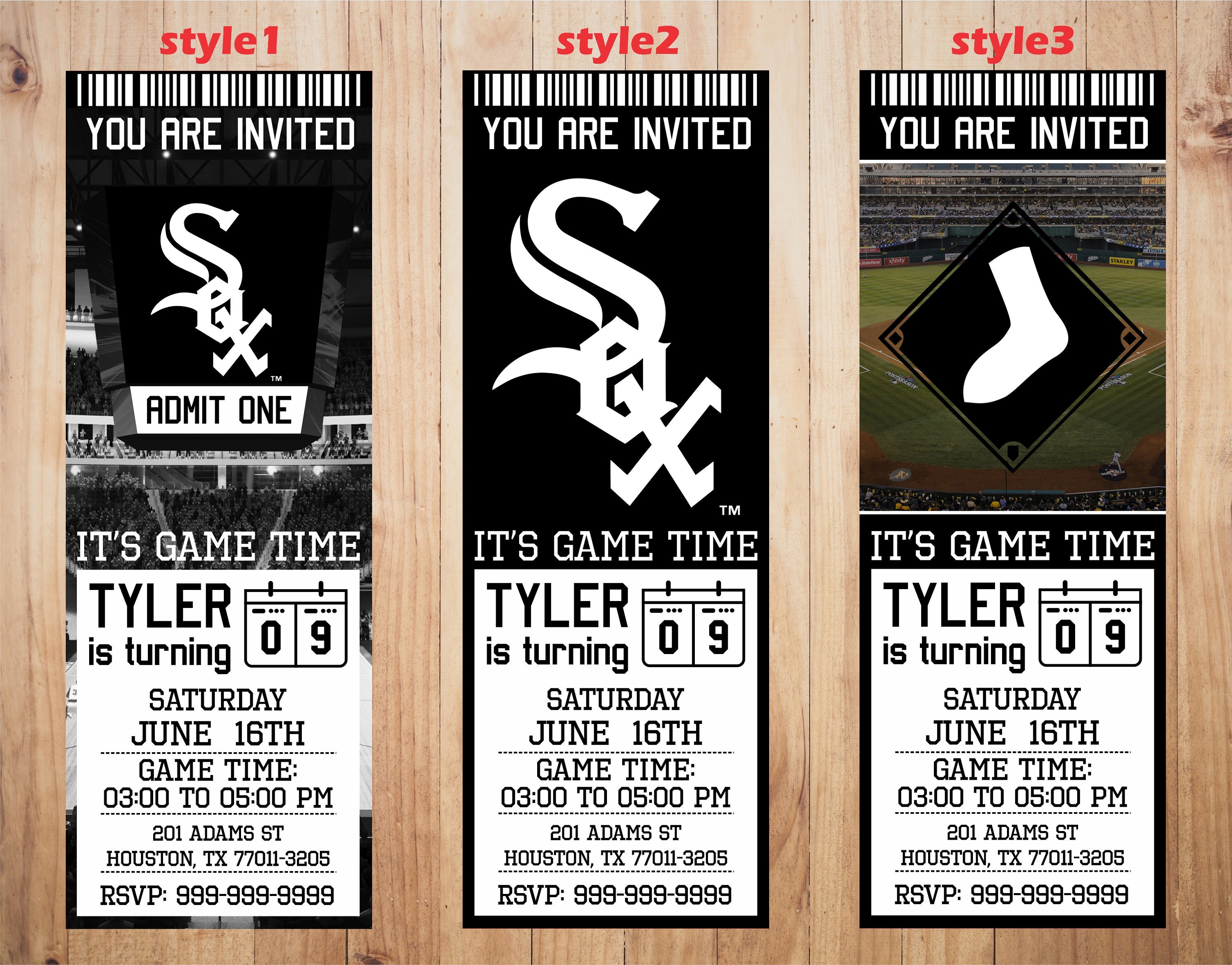 Chicago White Sox Invitation White Sox Birthday Invitations Etsy