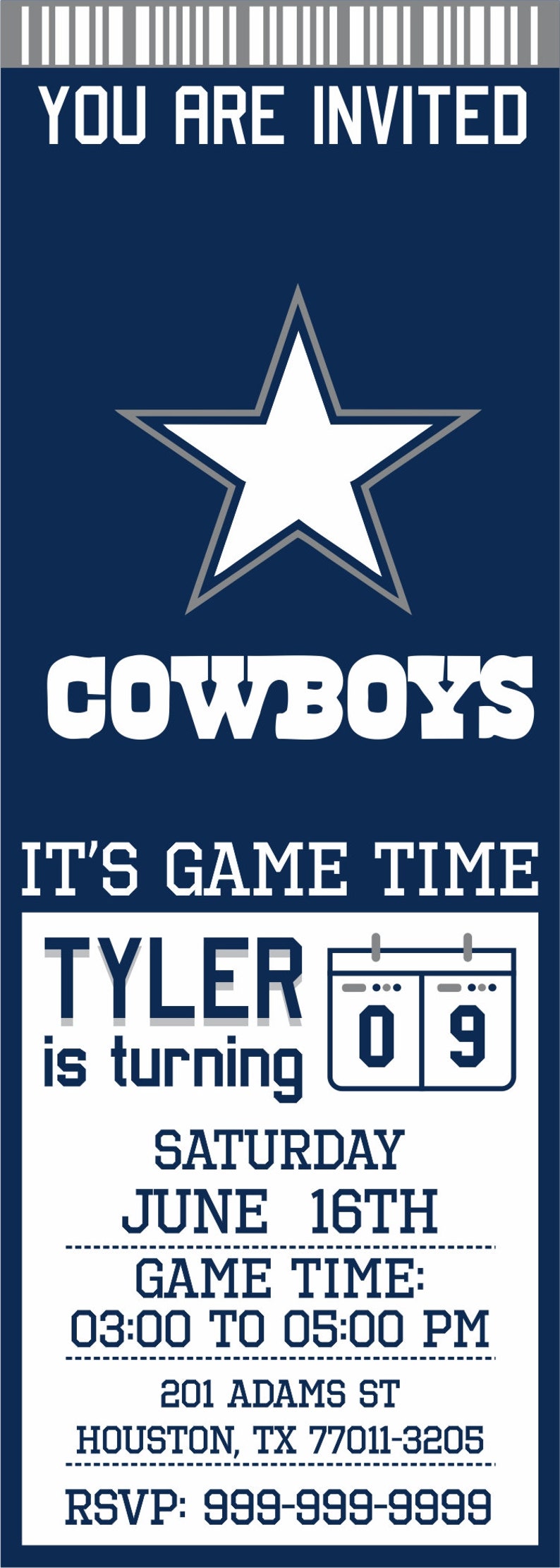 dallas-cowboys-invitation-cowboys-birthday-invitations-etsy