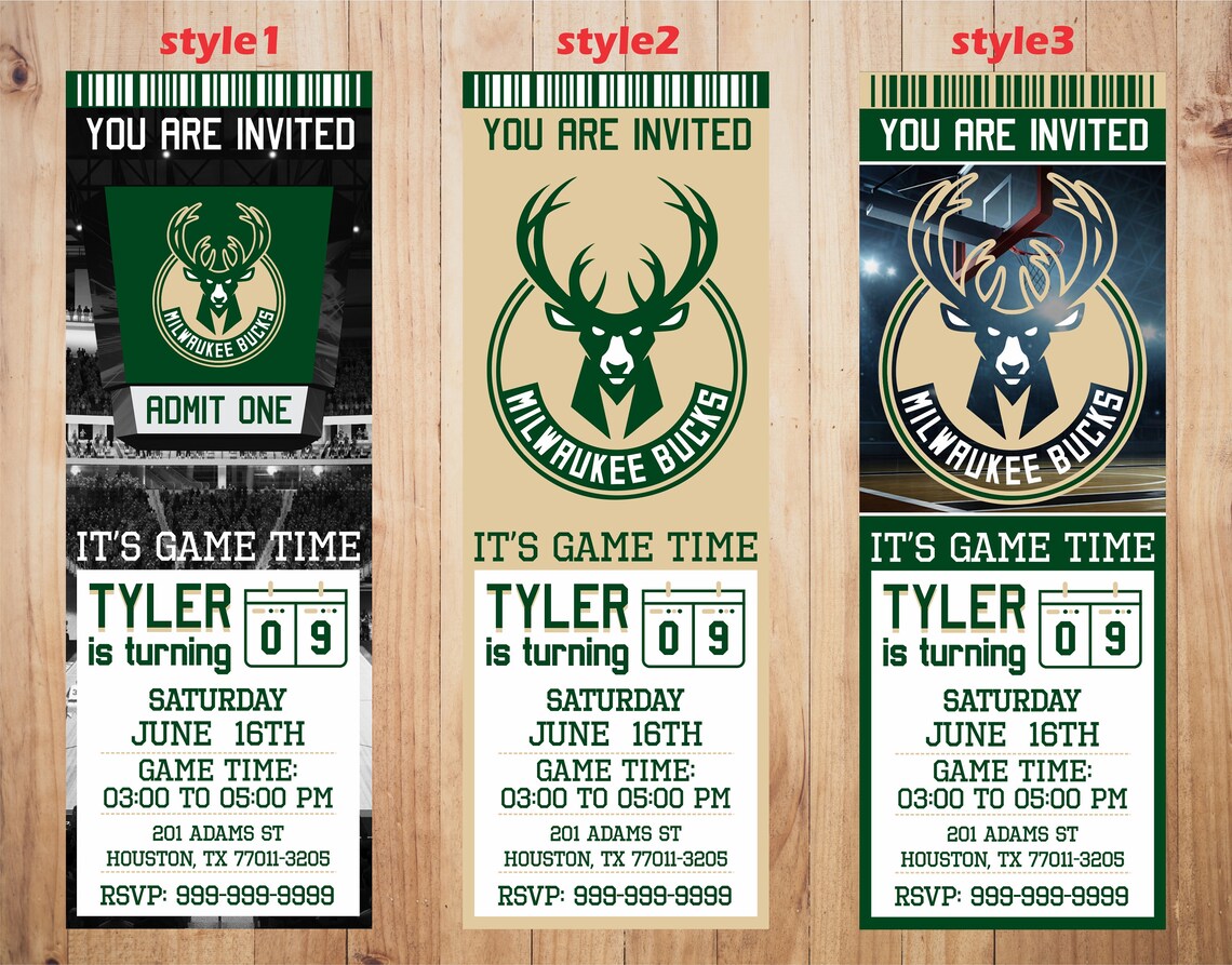 Milwaukee Bucks Invitation Bucks Birthday Invitations Etsy