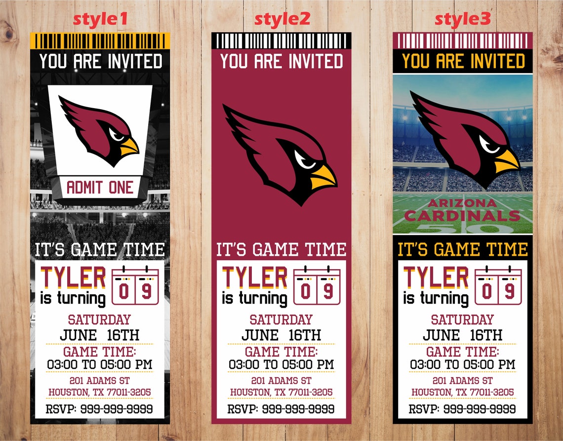 Arizona Cardinals Invitation Cardinals Birthday Invitations | Etsy