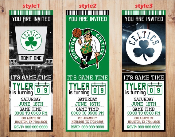Boston Celtics Invitation Celtics Birthday Invitations | Etsy