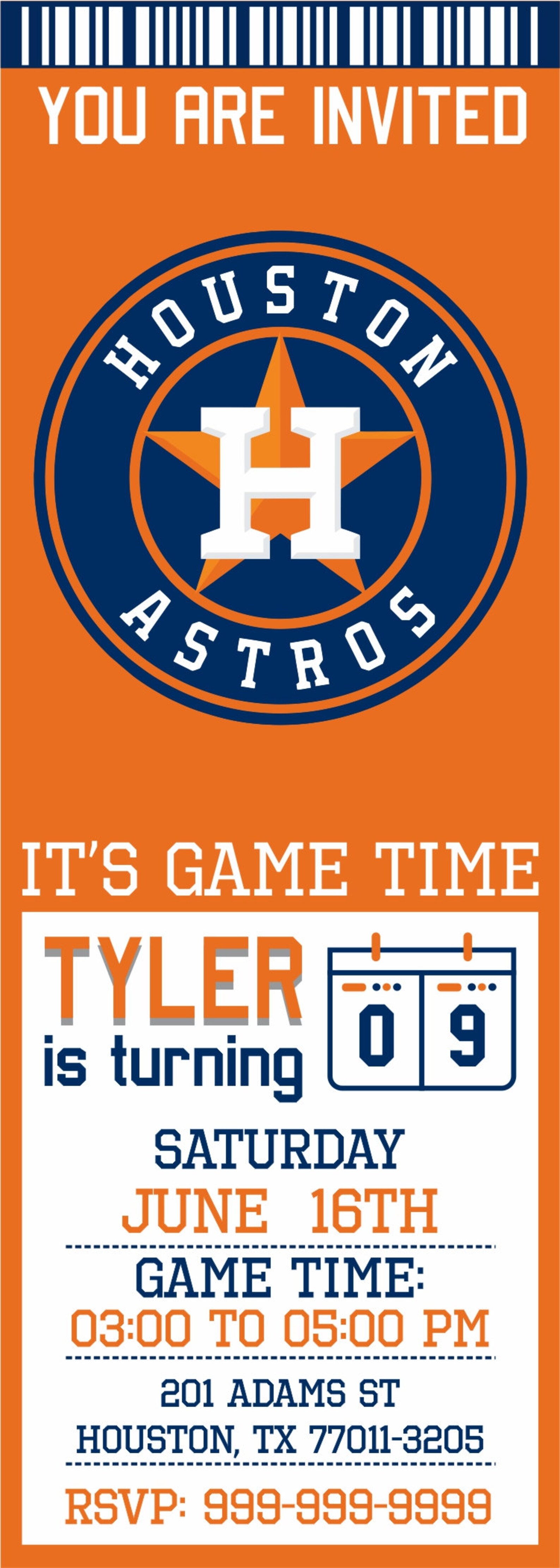Houston Astros Invitation Astros Birthday Invitations Etsy