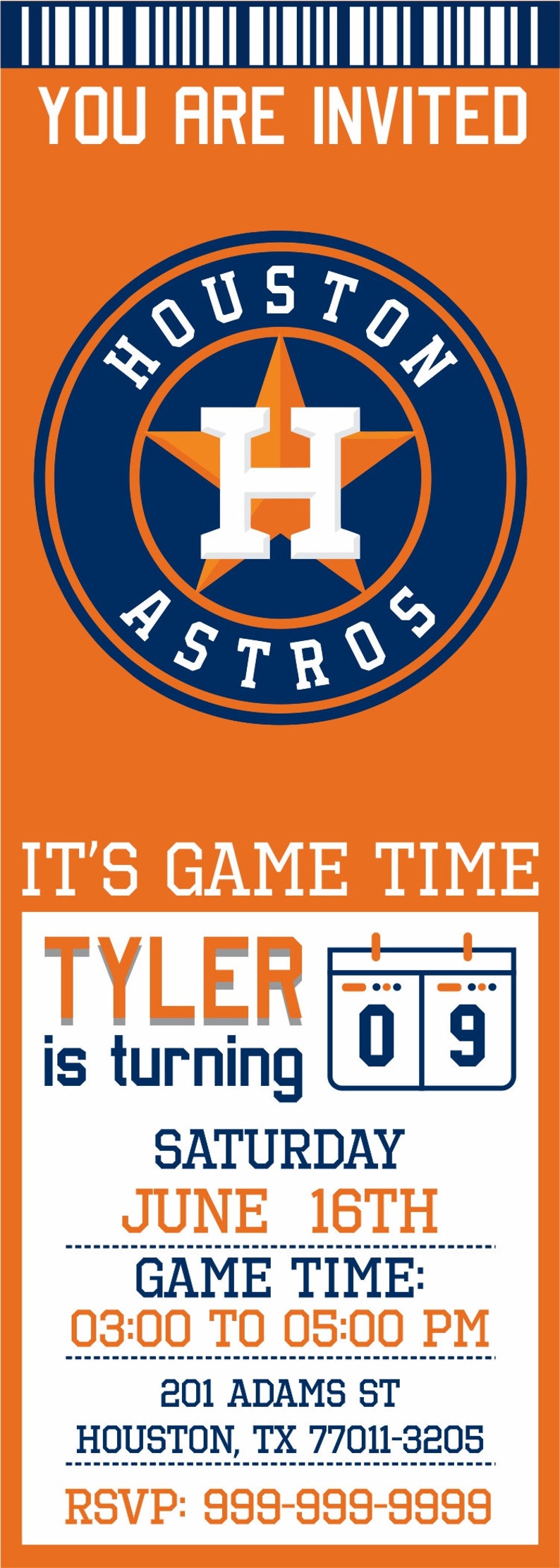 Houston Astros Invitation Astros Birthday Invitations Etsy