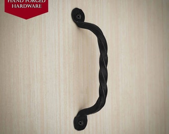 Rustic Hand Forged Twisted Door Pull (Set of 2) - Medium