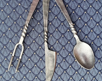 Hand-forged cutlery set - 3 piece medieval style