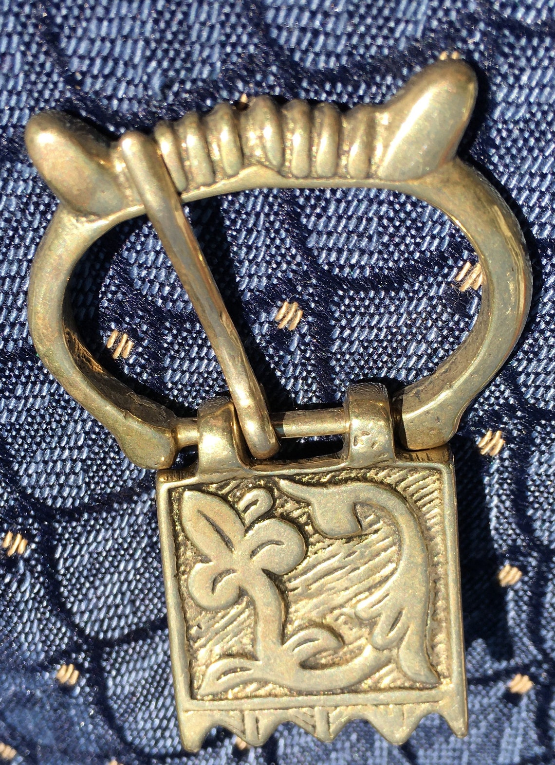 Medieval buckle featuring a decorative plate Etsy