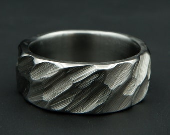 Faceted Ring, Minimalistic Stainless steel ring, Perfect Gift for a Man or Women, Unique Hand forged ring