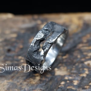Lava ring Molten Men's Stainless Steel ring, Textured ring, Hand forged ring, Organic design