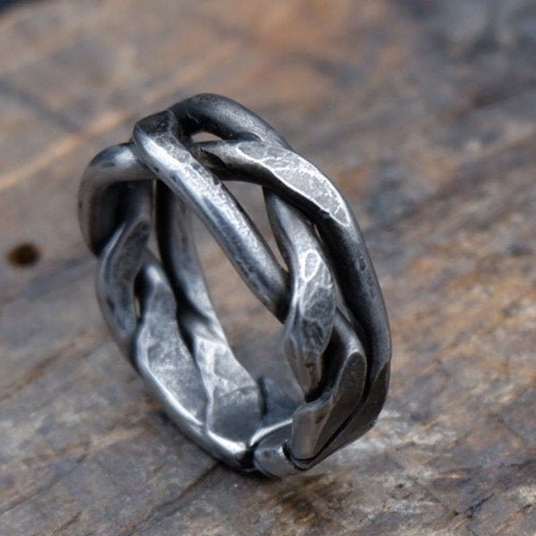 Iron ring, Braided ring, Hand forged ring, pagan ring, Celtic ring, 6th anniversary gift