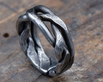 Iron ring, Braided ring, Hand forged ring, pagan ring, Celtic ring, 6th anniversary gift