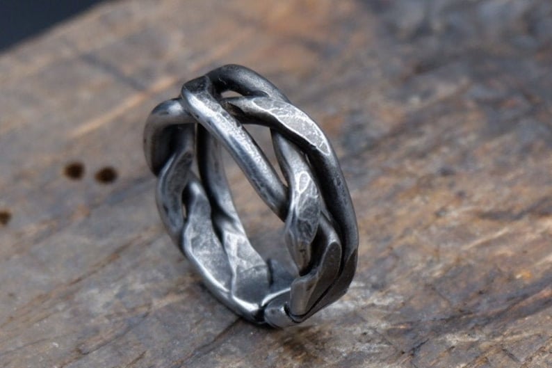 Iron ring, Braided ring, Hand forged ring, pagan ring, Celtic ring, 6th anniversary gift image 1