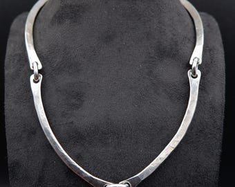 Hand forged stainless steel necklace, Bar links and chain necklace, Minimalist choker necklace, Artisan made collar, Unisex jewelry gift