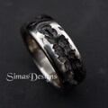 Molten stainless steel ring band, Hand forged unisex men's or women's ring, Textured organic design ring, Industrial style jewelry product logo
