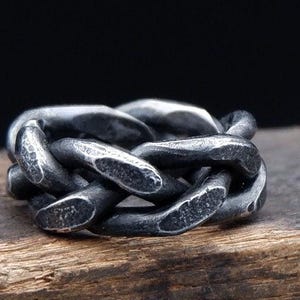 Braided iron ring, Massive wide hand forged Men's ring, Pagan ,Celtic ring, Unique Father's day gift, 6th Iron Anniversary gift