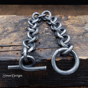 Chunky iron chain bracelet, Heavy bracelet, Massive bracelet, Hand forged bracelet, 6th iron anniversary gift, Unique Father's day gift