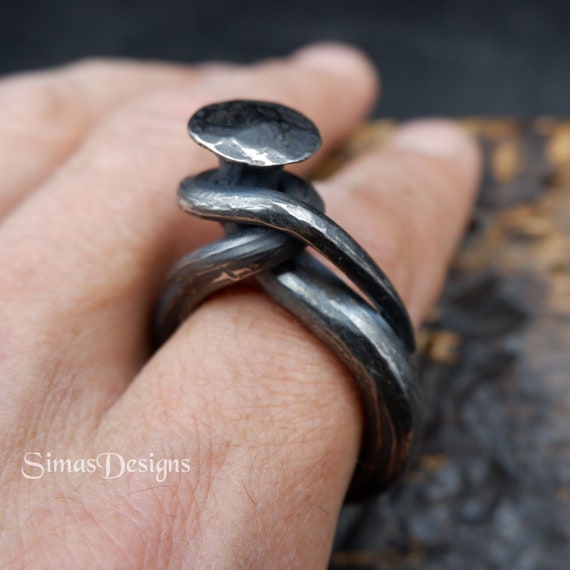 Bague en acier inoxydable taille 16, bague pour homme avec nœud