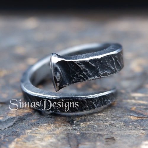 Iron Ring Horseshoe Nail Ring Hand Ring Etsy