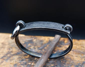 Industrial Style Hand Forged Iron Cuff Bracelet, Unique Men's Cuff Bracelet with Clasp, Iron 6th Anniversary Gift