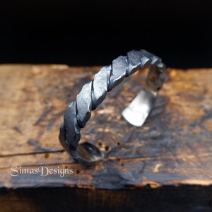Hand forged twisted stainless steel cuff bracelet, Solid Men's cuff bracelet, Viking-Inspired Metal Bangle, Great gift for a man