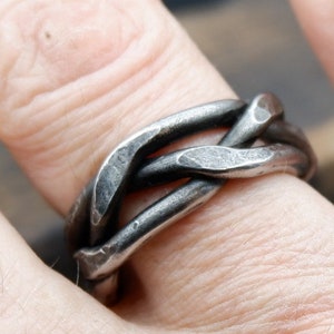 Iron ring, Braided ring, Hand forged ring, pagan ring, Celtic ring, 6th anniversary gift image 3