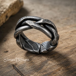 Hand Forged Braided Iron Ring, Women's or Men's Celtic Ring, Viking Wedding Band, Handmade Blacksmith Jewelry