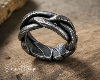 Hand Forged Braided Iron Ring, Women's or Men's Celtic Ring, Viking Wedding Band, Handmade Blacksmith Jewelry