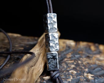 Hand Forged Melted Stainless Steel Pendant, Molten Metal Necklace, Rustic Industrial Jewelry, Wabi Sabi Unisex Jewelry