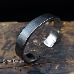 Hand forged stainless steel cuff bracelet, Rustic men's cuff bracelet, Unique Father's day gifts