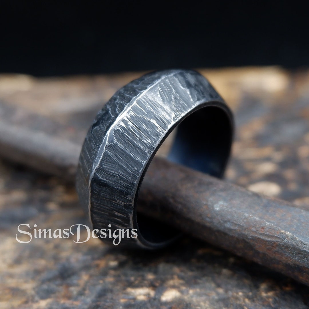 Triangular Iron Ring, Hand Forged Unique Men's Ring, 6th Anniversary ...