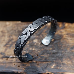 Braided iron cuff bracelet, Mens cuff bracelet, Hand forged bracelet, Pagan bracelet, 6th anniversary gift
