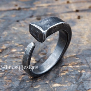 Rustic iron ring, Horseshoe nail ring, Hand forged ring, 6th anniversary gift, Pagan jewelry