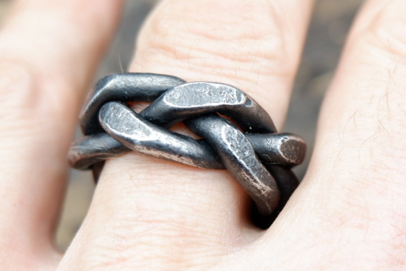 Braided Iron Ring Mens Ring Hand Ring Massive Ring Etsy Canada
