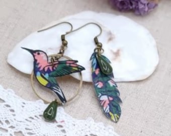 Boucles d'oreilles dépareillées Colibri, plusieurs modèles