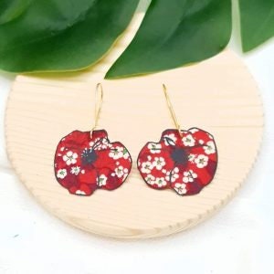 Boucles doreilles coquelicot en tissu liberty of London Boucles 1