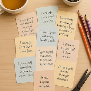 Tarjetas de Afirmaciones Imprimibles - 30 Frases de Amor Propio, Positividad y Confianza (PDF para Descarga Instantánea)