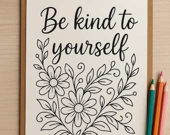 Positive Affirmation Ausmalbilder | Achtsamkeit Selbstfürsorge Aktivität (Digitaler Download)