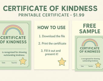Certificado de Amabilidad Imprimible para el Aula - Recompensa para Niños - Premio al Buen Comportamiento - Imprimible para el Profesor